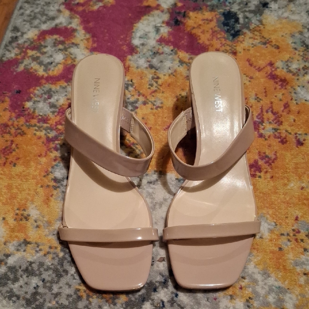 Nine West Nude Heeled Sandals Sz 11